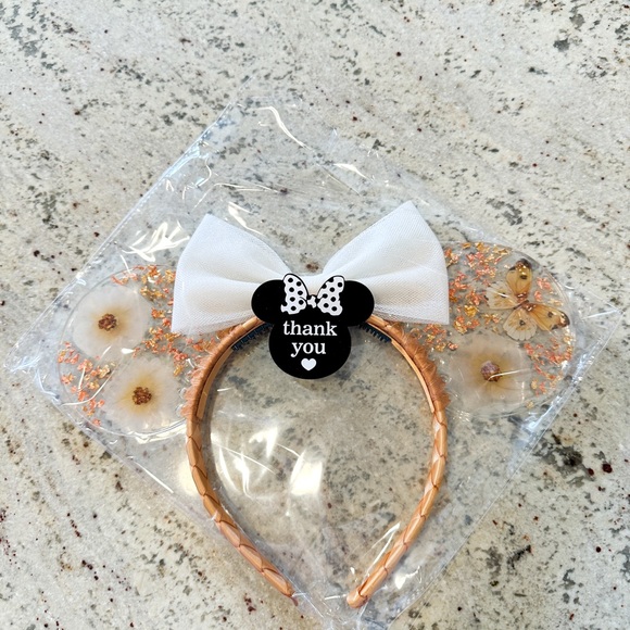 Floral Mouse Ears Headband with Bow - Picture 3 of 11